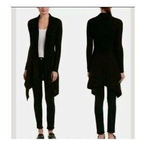 Cabi Sweetheart Sweater #3164 Long Draped Ribbed Asymmetric Open Cardigan Medium